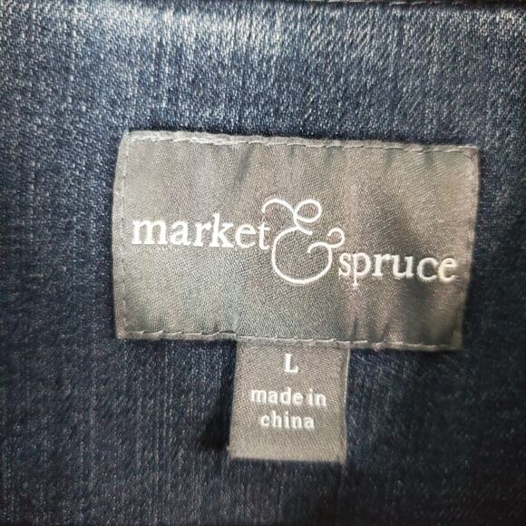 Market & Spruce Womens Denim Front Button Up Jean Jacket Size Large - Picture 3 of 6